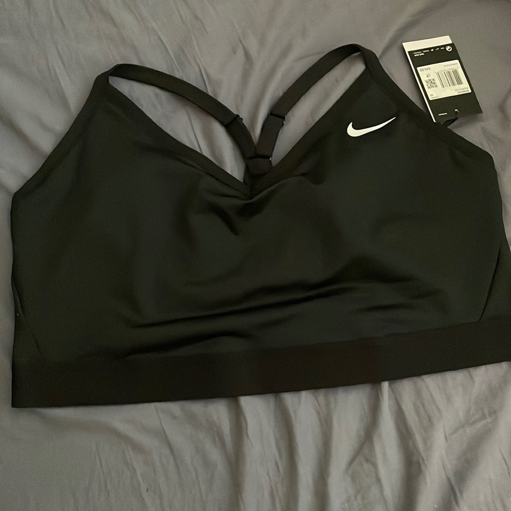 NWT NIKE INDY PLUS SIZE SPORTS BRA 1X Black White Nike Logo - Picture 2 of 7